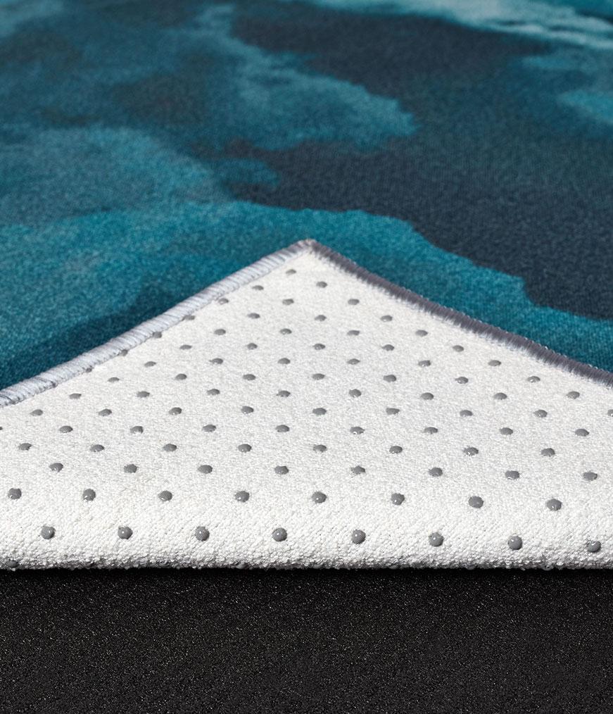 Manduka Yogitoes Mat Towel - Lunar - corner folded over showing underside | Eco Yoga Store