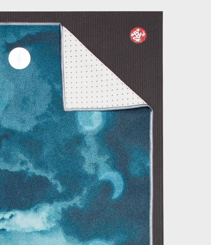 Manduka Yogitoes Mat Towel - Lunar - lying flat, corner folded over | Eco Yoga Store