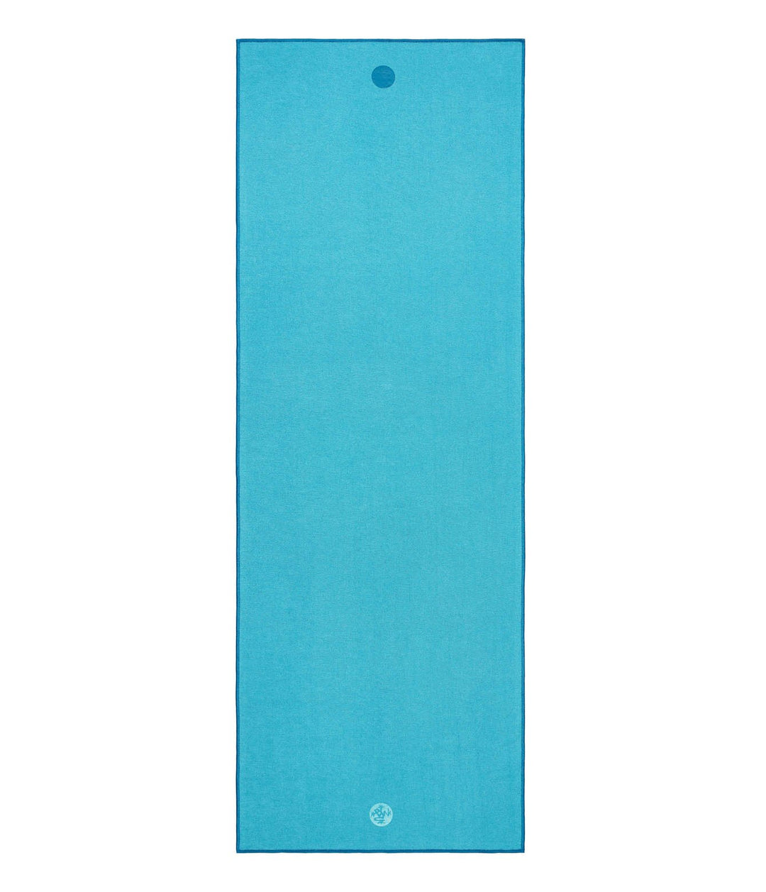 Manduka Yogitoes Mat Towel - Turquoise - lying flat | Eco Yoga Store